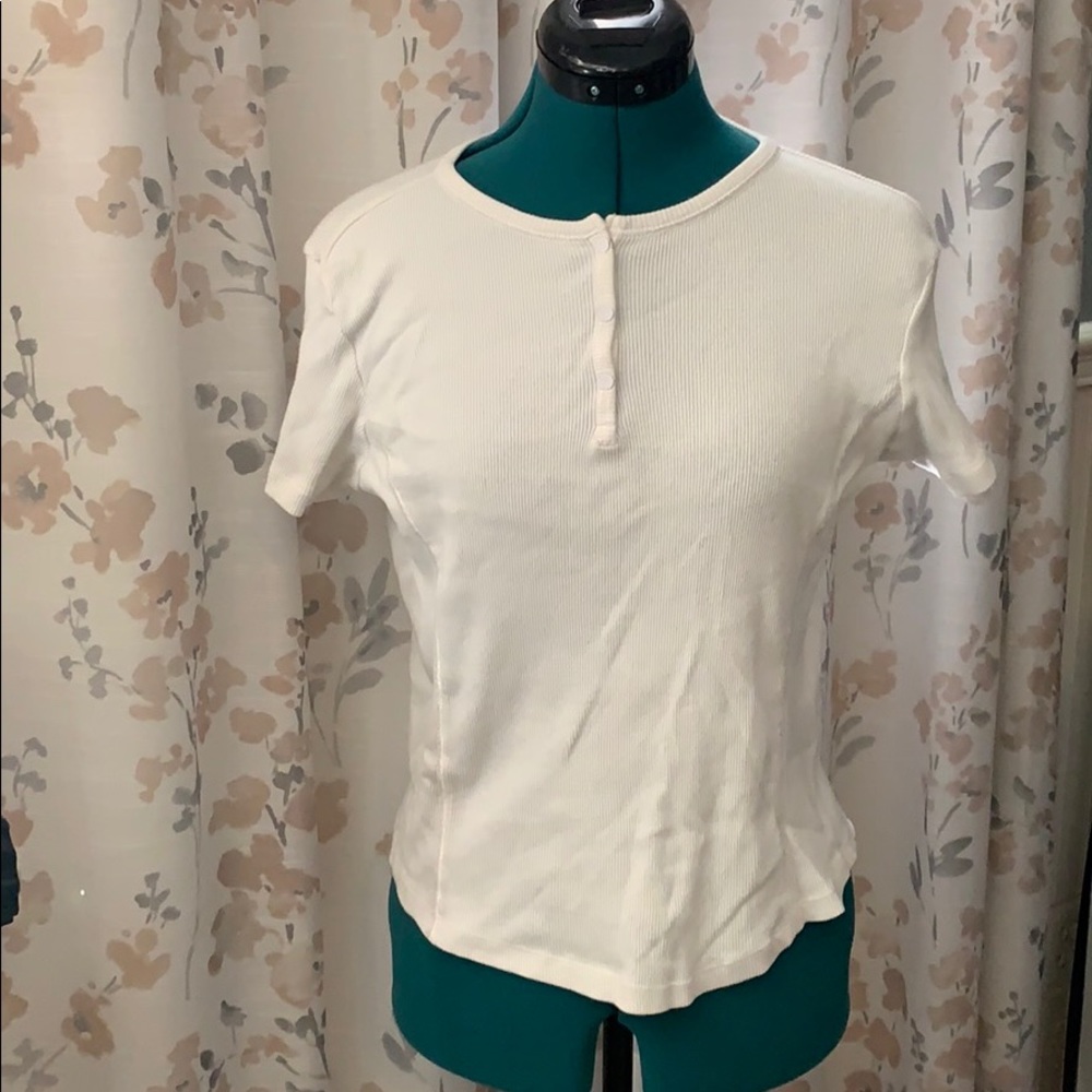 White Calvin Klein jeans Tshirt w/ 3 buttons